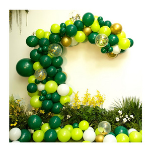 Happy Birthday Decoration Party Supplies Deco Ballon Green Chrome Gold and White Color Jungle Theme Balloon Arch Garland Kit Set