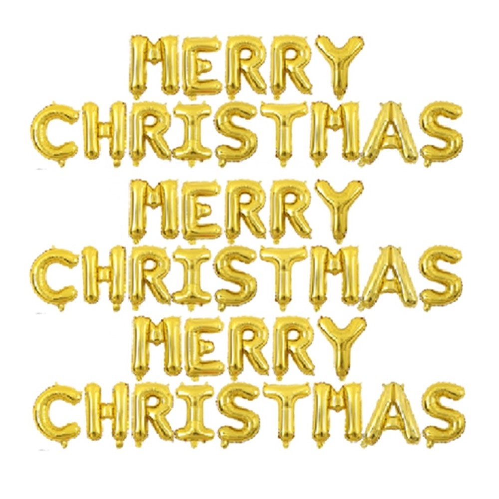 2023 Large Foil Aluminum Mylar Ornament Decorative Hanging Snowflakes Santa Claus Merry Christmas Letter Balloon Suit