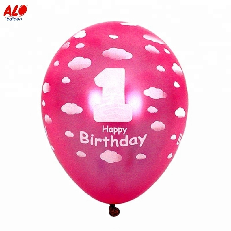 Custom Printed Latex Transparent Clear Baby 1st First Birthday Party Decoration Customised Helium Balloon With Print