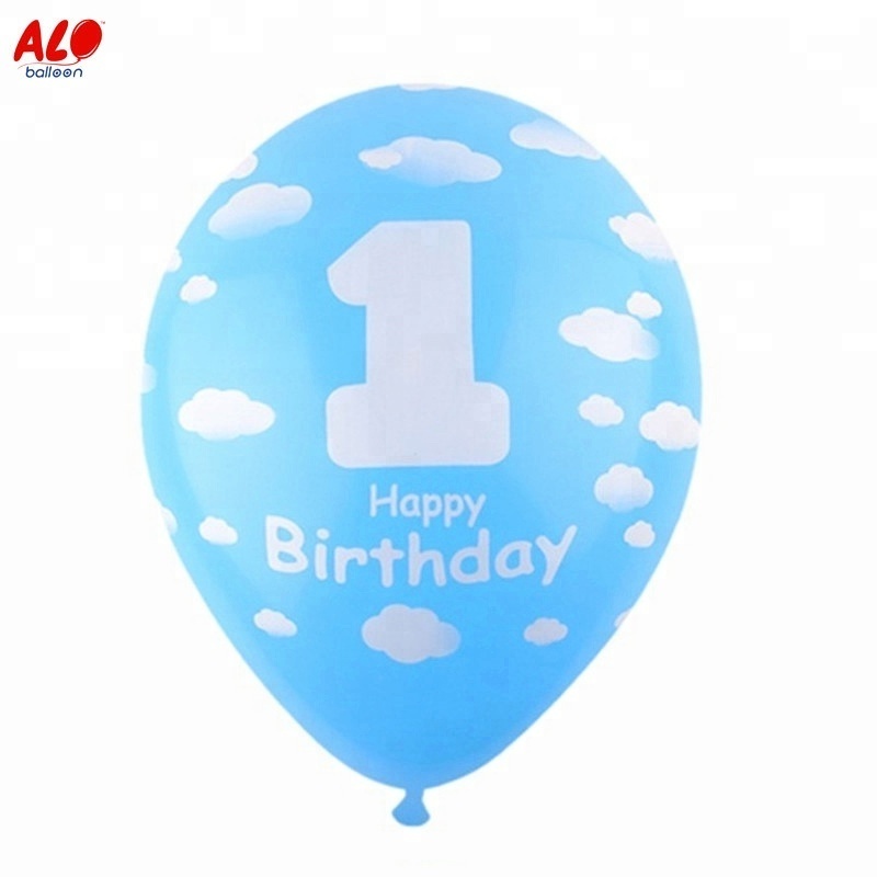 Custom Printed Latex Transparent Clear Baby 1st First Birthday Party Decoration Customised Helium Balloon With Print