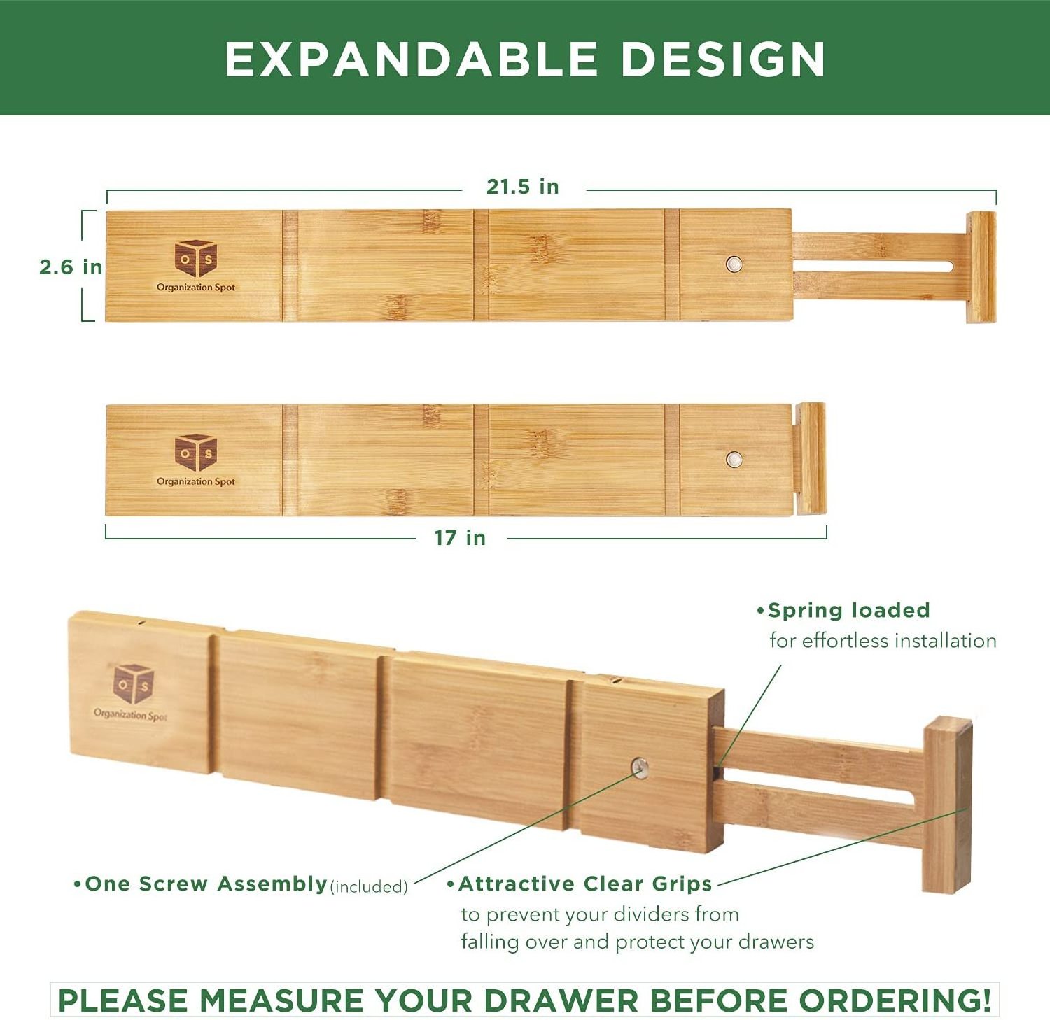 bamboo kitchen expandable adjustable drawer organizer