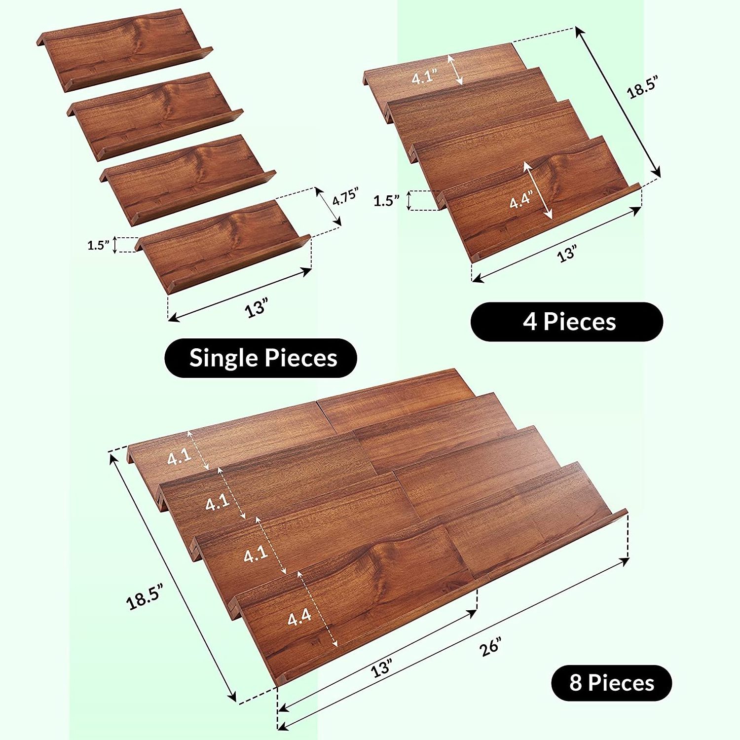 Acacia Spice Rack Organizer for Drawer - Wooden Tray Spice Racks Organizer for Cabinet Storage Shelf - 4 Tier Spice Drawer