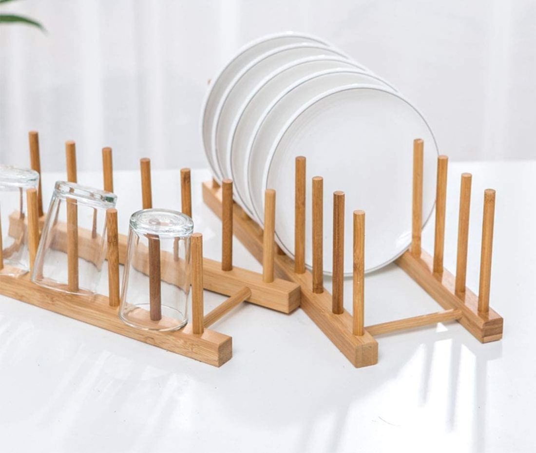 Rack environmental cup rack bamboo wooden 5 grid stepped bamboo wood cup sink drain rack