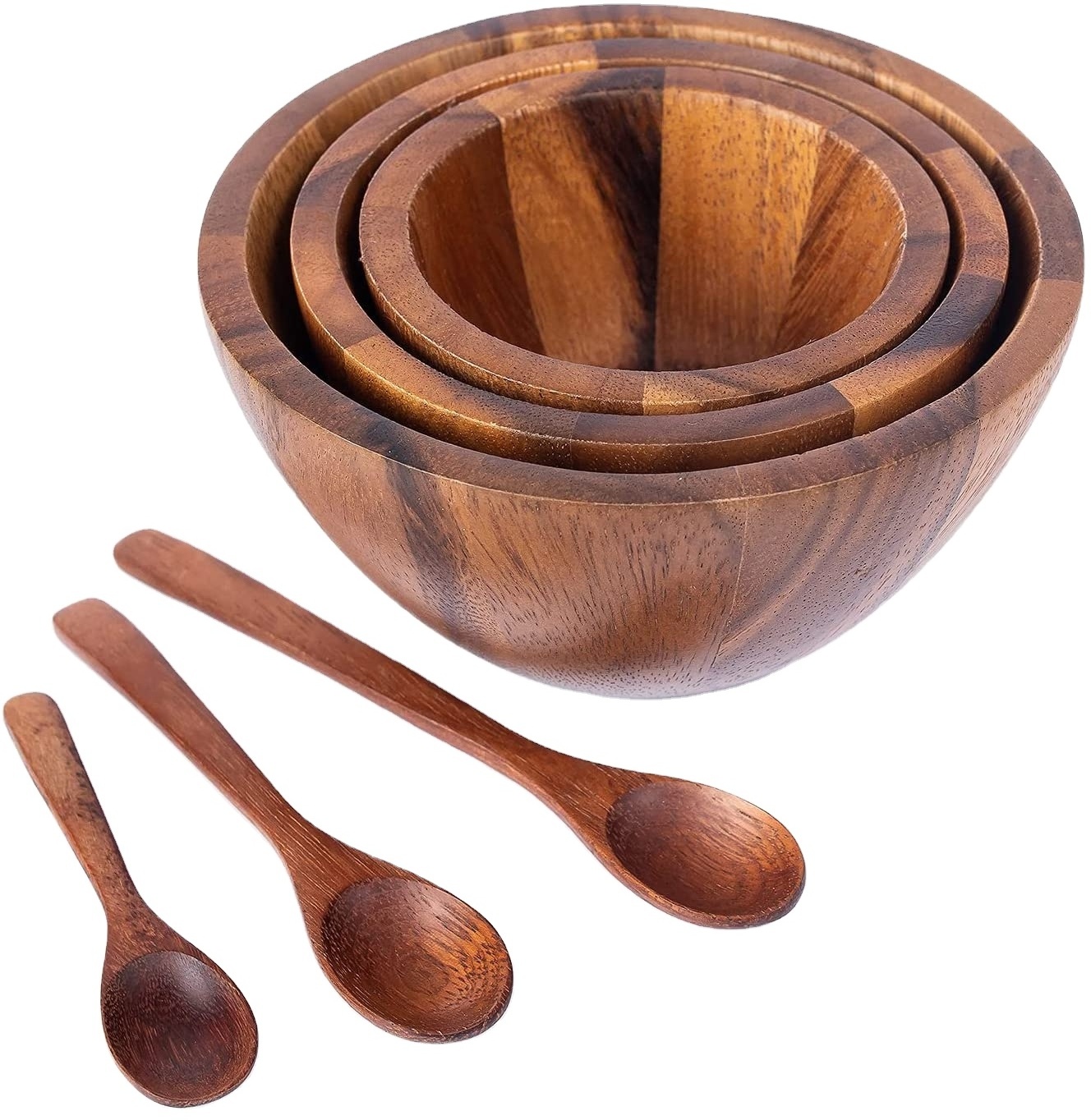 High quality coconut wooden bowl salad bowl set of different size natural bowls