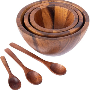 High quality coconut wooden bowl salad bowl set of different size natural bowls