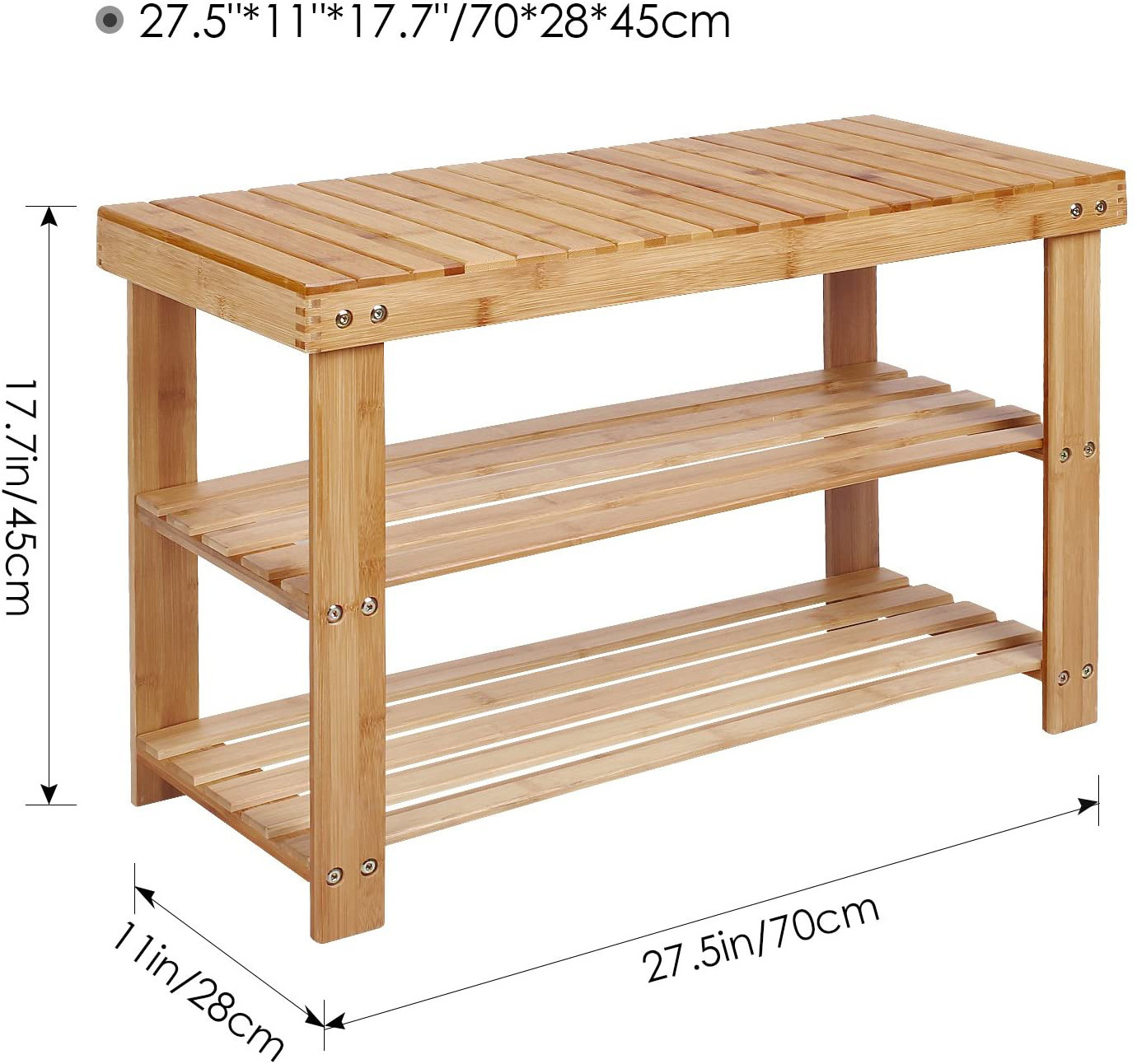 2022 Cabinet Bamboo Shoe Rack Bench with 2 Tiers Shelves Display Storage and Organizer for Bedroom, Entryway, Hallway