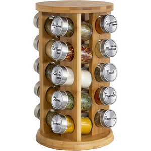 20 Jar Spice Rack with Spices Included - Rotating Countertop Tower Organizer for Kitchen Spices and Seasonings