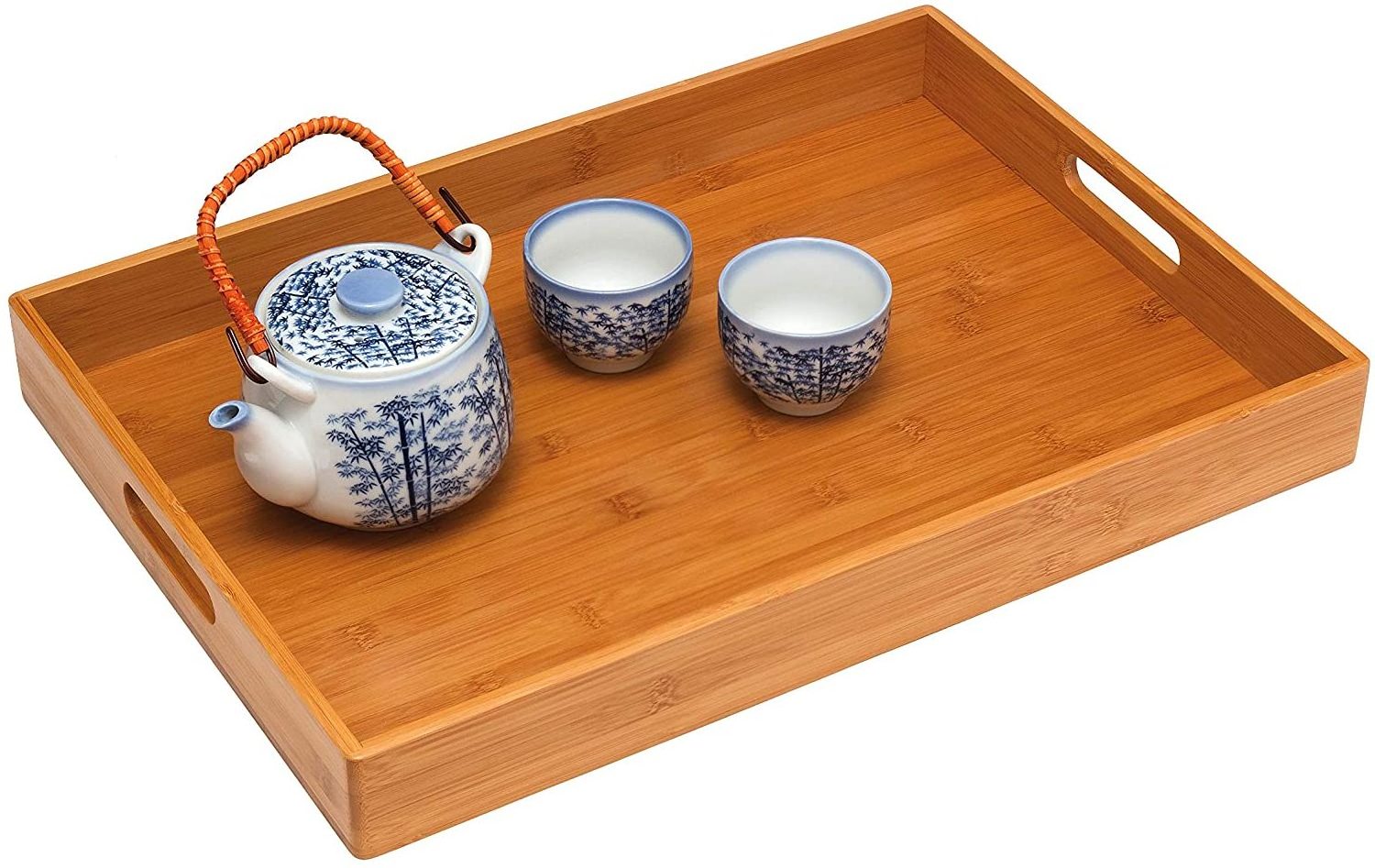 Healthy bamboo tray serving restaurant breakfast tray bed hotel bamboo and wooden food serving tray with handle