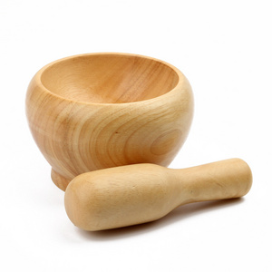 Bamboo Wood Mortar and Pestle Set Wood Grinder Bowl for Guacamole Salsa Herb Crusher and Pill