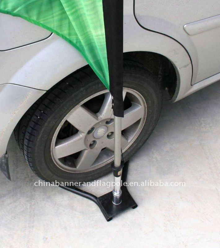 Metal Car Tyre Use Base Folding Series Beach Flag Wheel Base with Rotating Spindle for Supporting Beach Flag