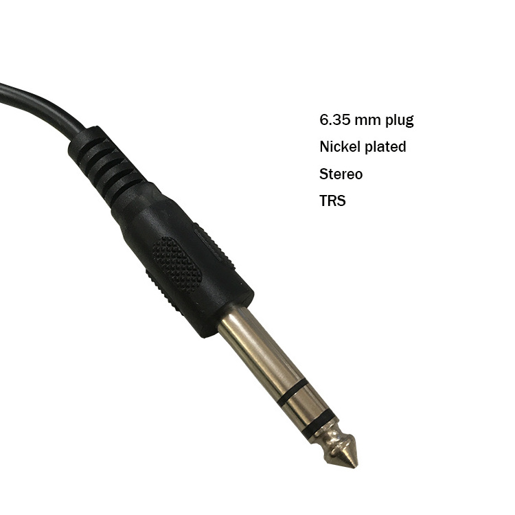 Hot selling 1/4 Inch TRS instrument 6.35mm straight to right angle 6.35mm stereo audio cable for guitar instrument speaker