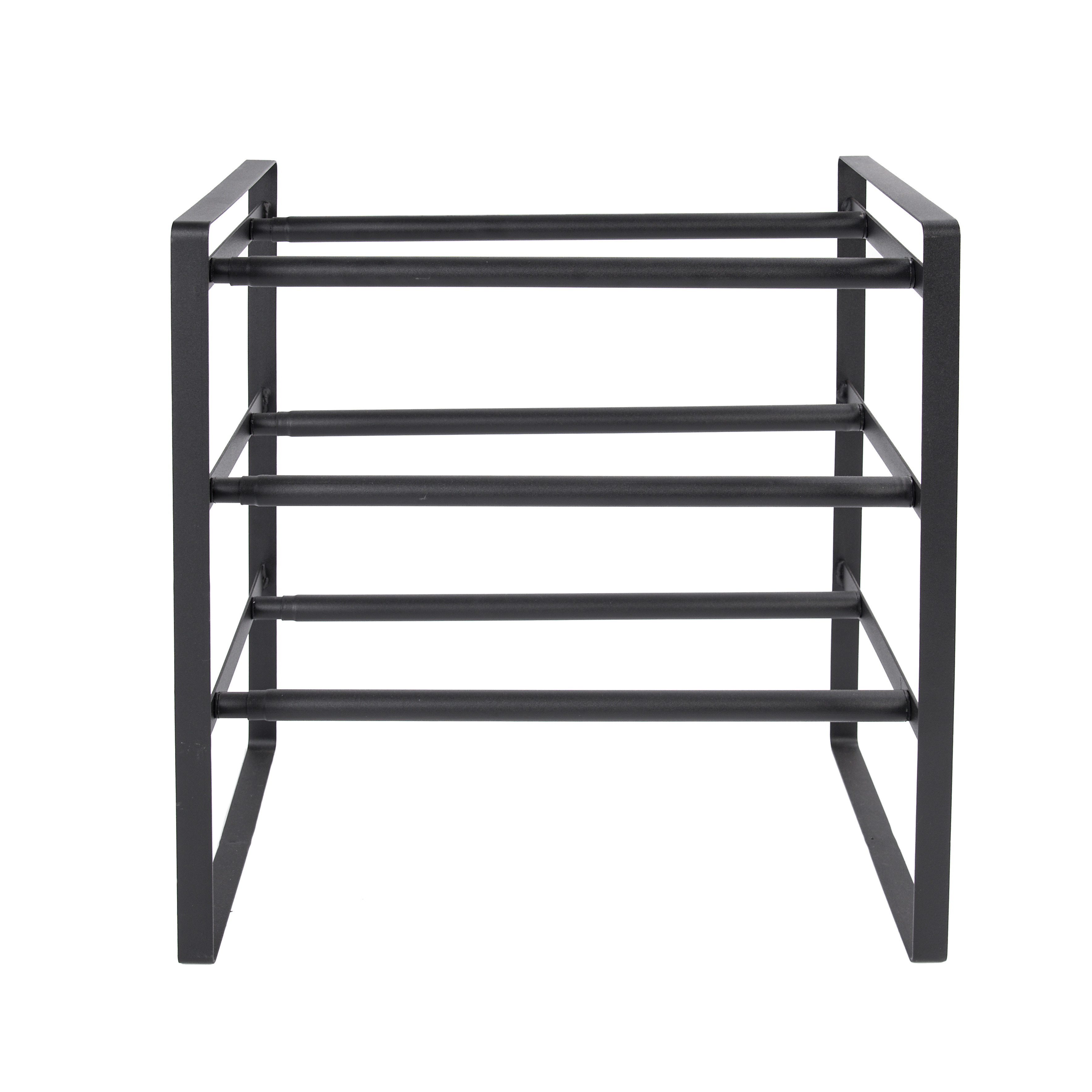 Household Adjustable Shoe Rack 3 Tier Black Steel Metal Foldable Shoe Storage Racks