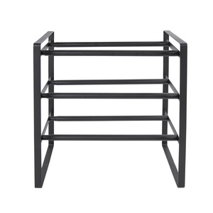 Household Adjustable Shoe Rack 3 Tier Black Steel Metal Foldable Shoe Storage Racks