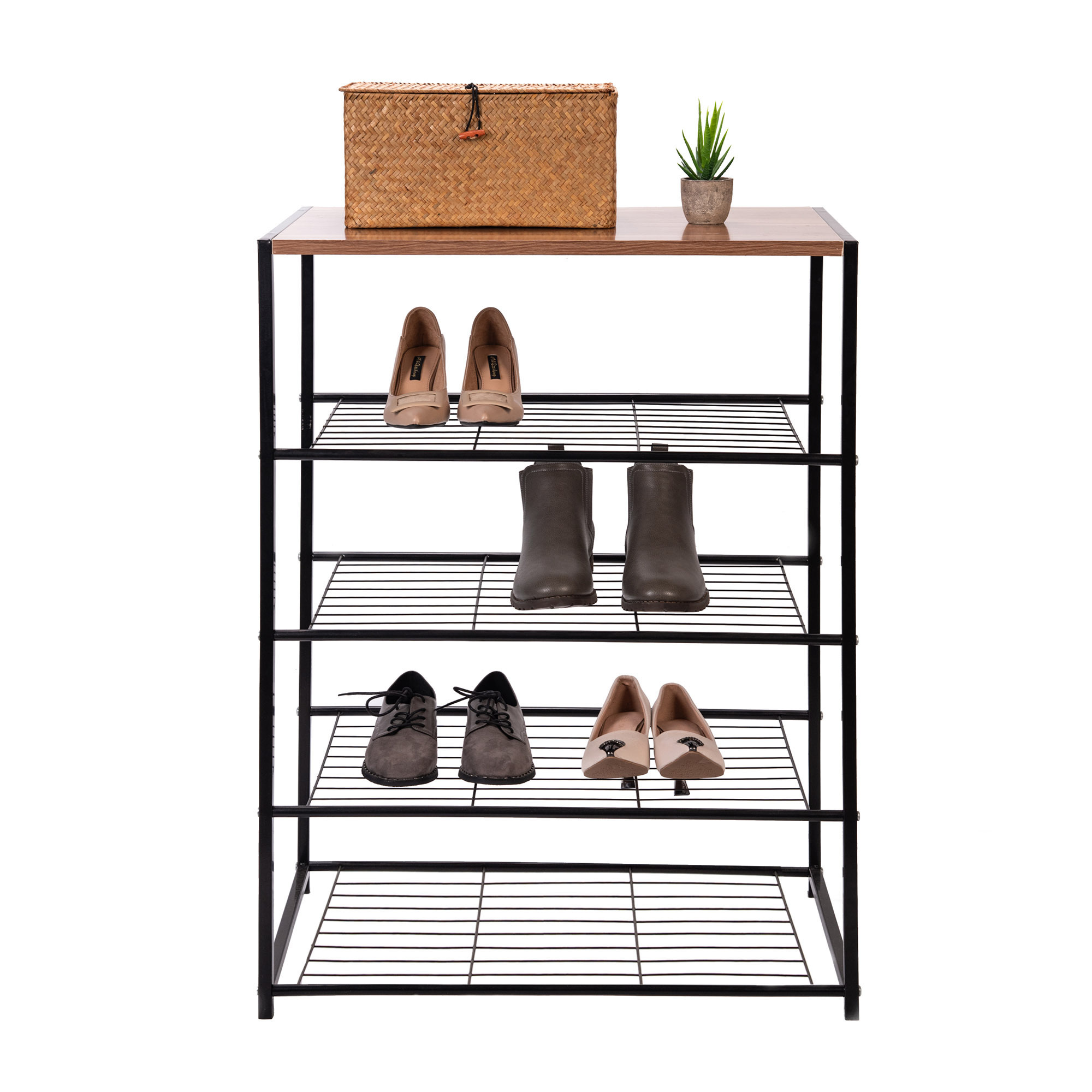 Shoe Rack 4-Tier Metal Shoe Tower 20-Pair Shoe Storage Organizer Unit Entryway Shelf Cabinet with 4 Tiers Durable Metal