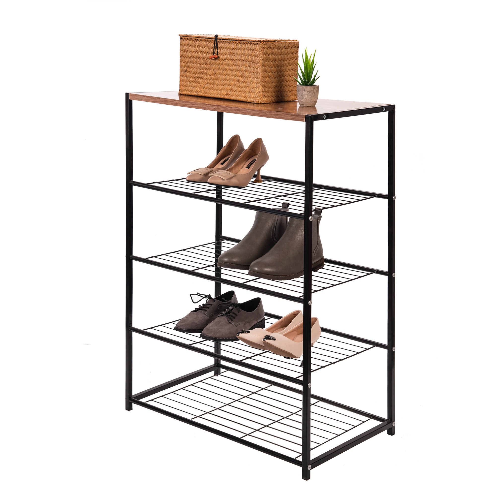 Shoe Rack 4-Tier Metal Shoe Tower 20-Pair Shoe Storage Organizer Unit Entryway Shelf Cabinet with 4 Tiers Durable Metal