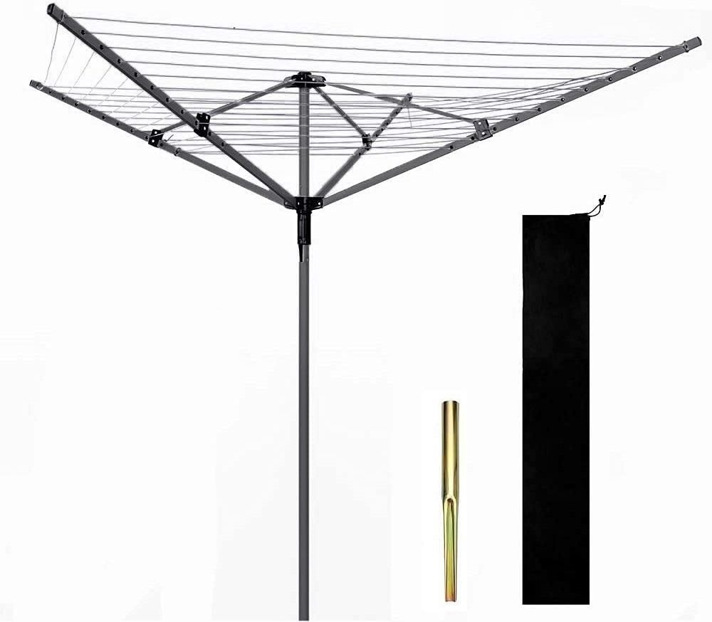 4 Arms 50m Steel Umbrella Rotary Airer Clothes Hanging Rack for Outdoor Using