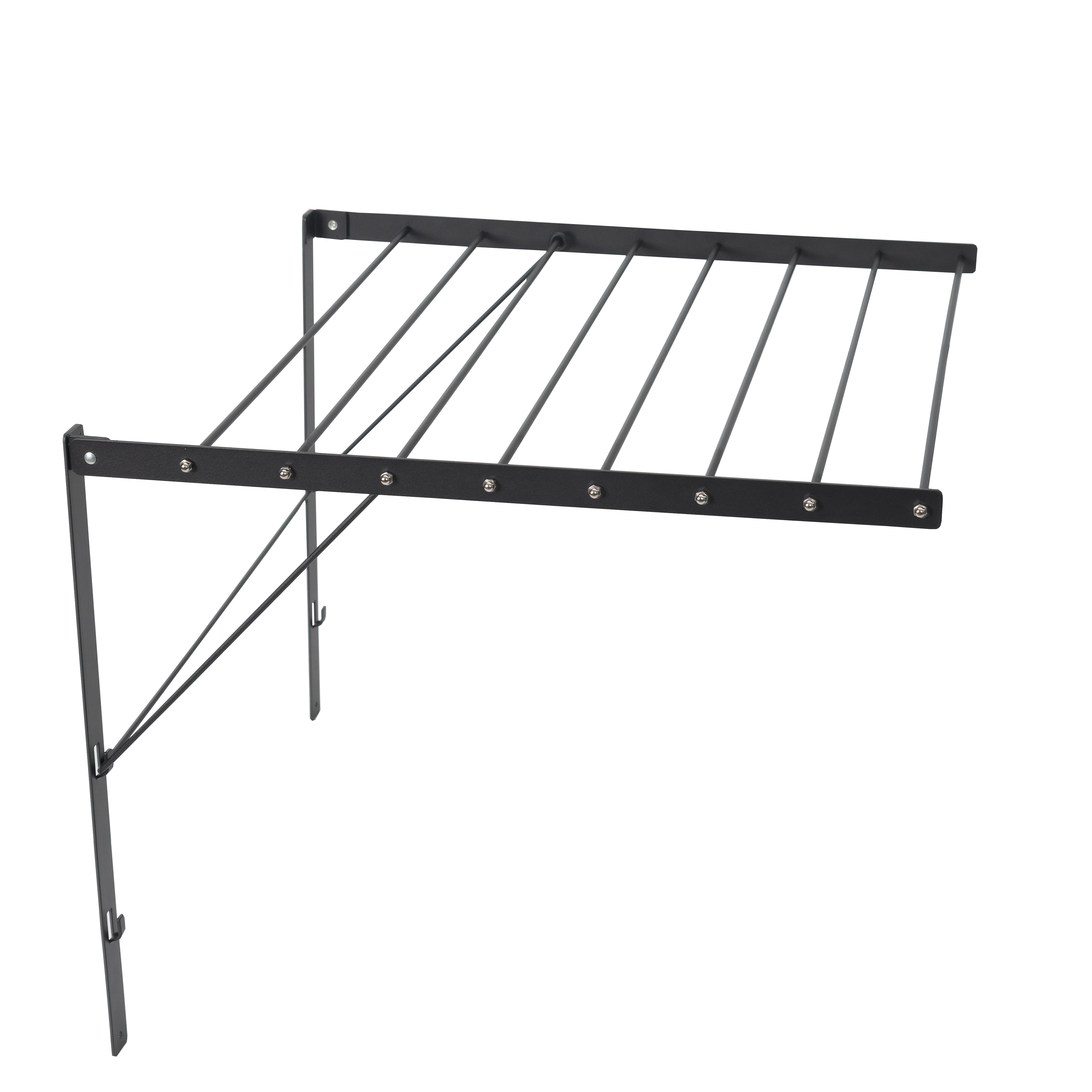 Folding Black Metal Balcony Laundry Organizer Clothes Towel Rack Hanger