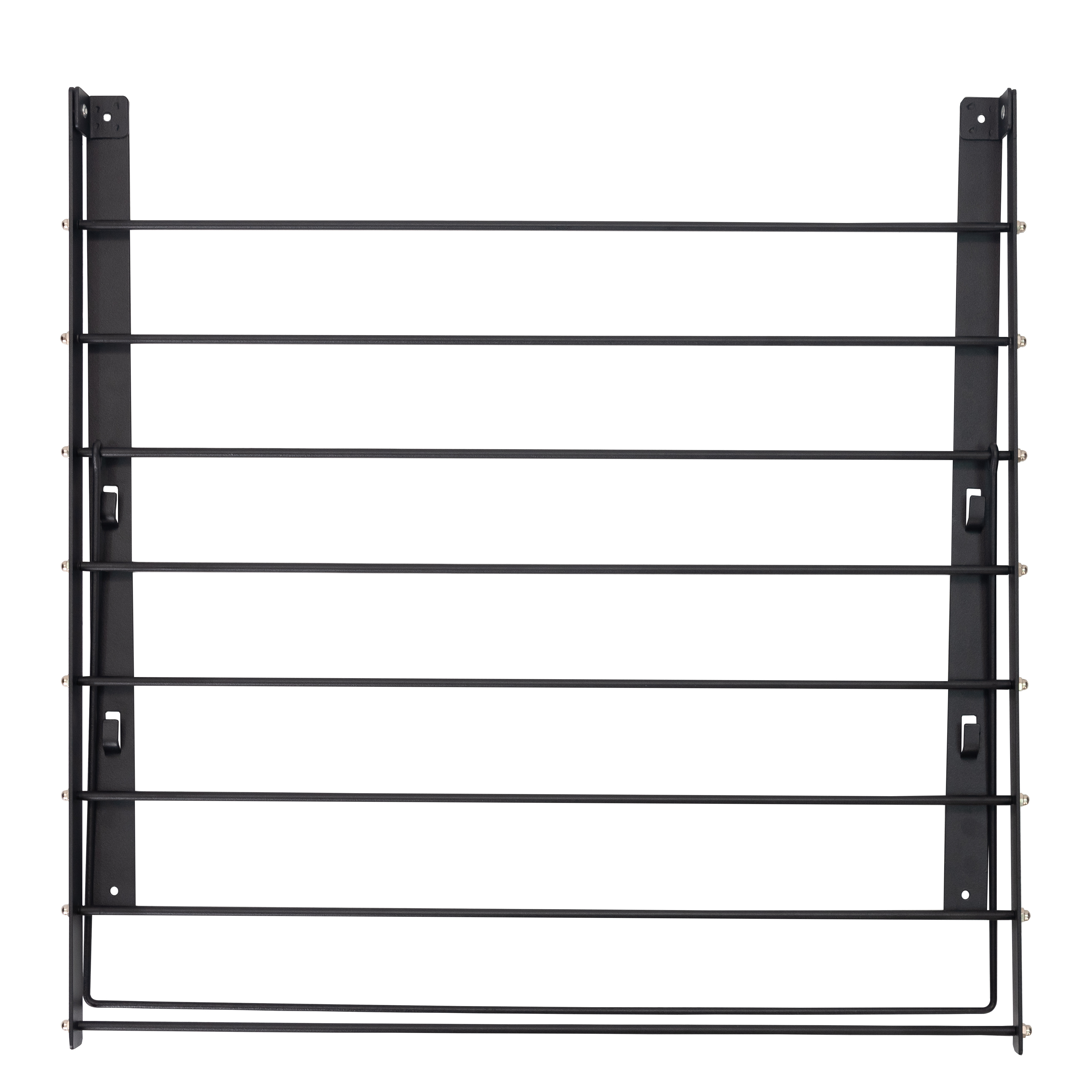 Folding Black Metal Balcony Laundry Organizer Clothes Towel Rack Hanger