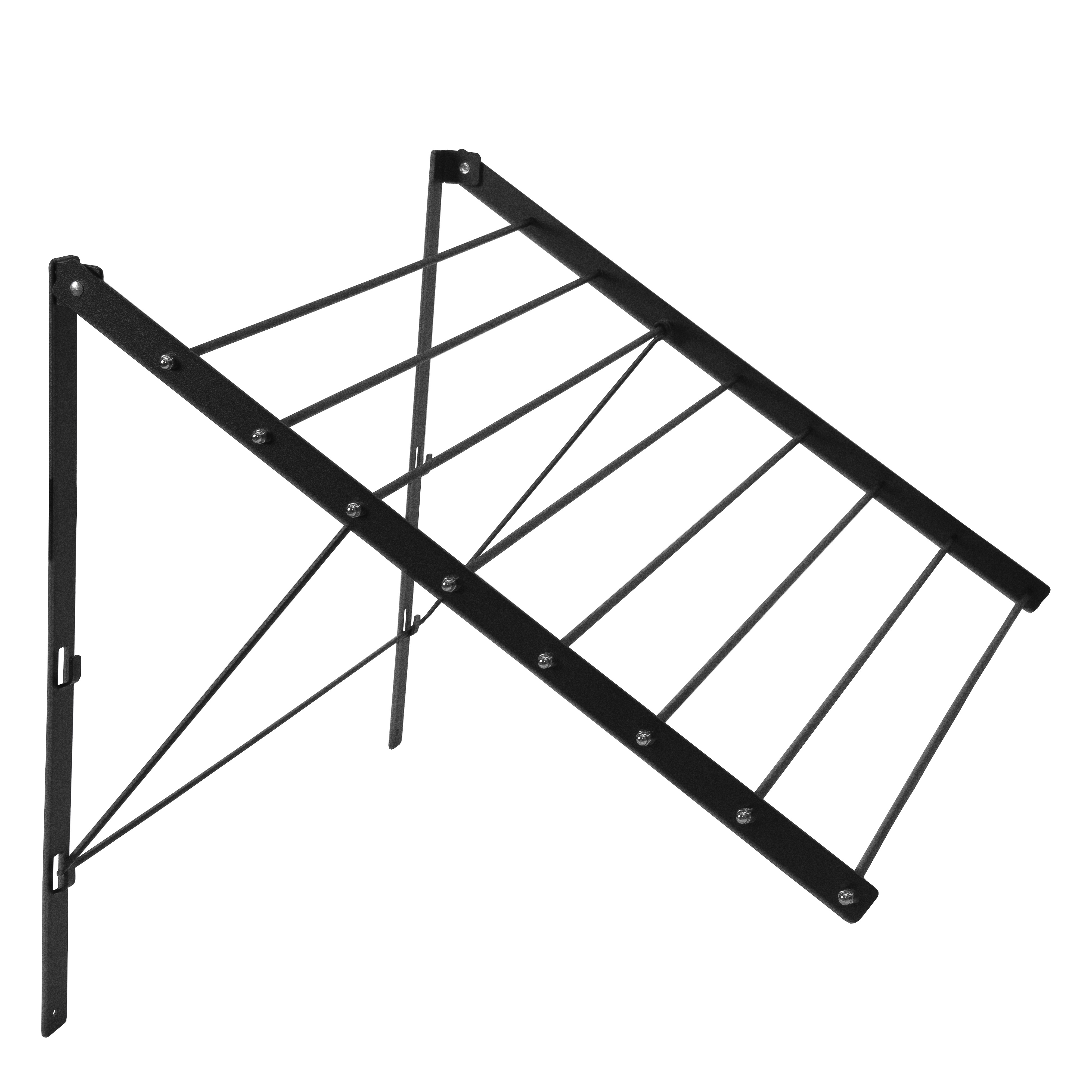 Folding Black Metal Balcony Laundry Organizer Clothes Towel Rack Hanger