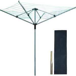 4 Arms 50m Steel Umbrella Rotary Airer Clothes Hanging Rack for Outdoor Using