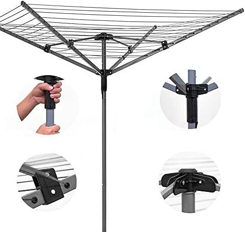 4 Arms 50m Steel Umbrella Rotary Airer Clothes Hanging Rack for Outdoor Using