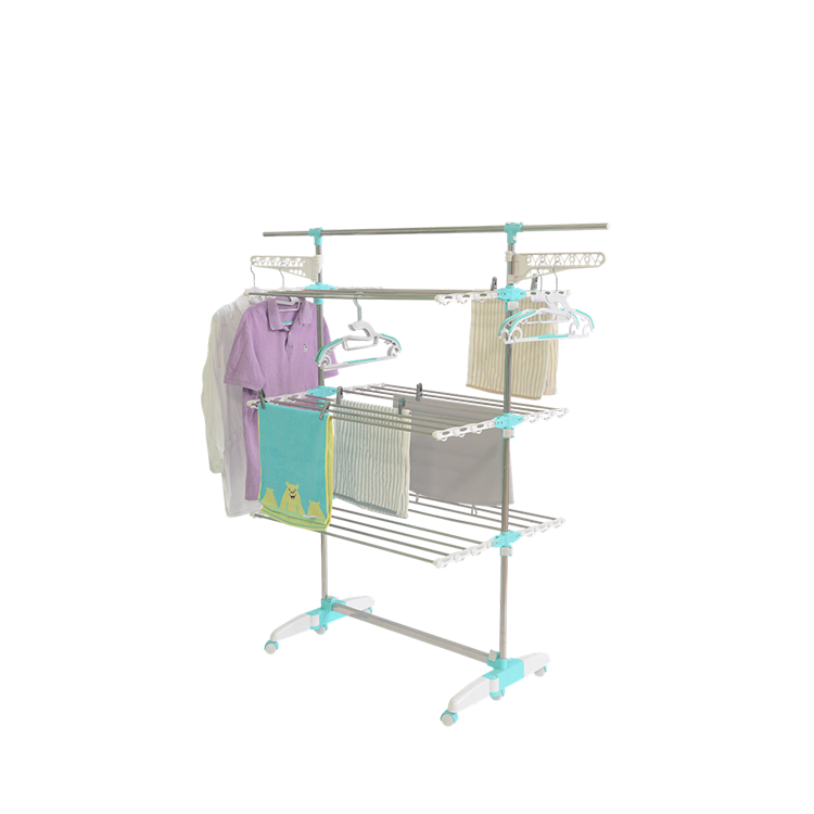 Wholesale Foldable 3 Tier Collapsible Clothes Rack Stand Indoor Outdoor Metal Clothes Drying Rack