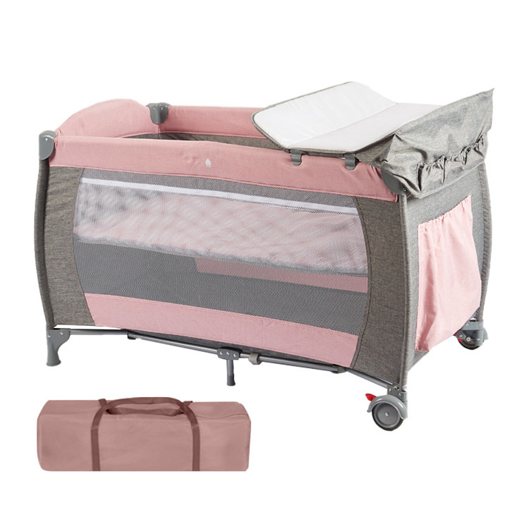 Easy Carry Foldable Portable hotel baby infant Crib Folding Camping Bed Baby Carrier Carry Travel Cot For Baby Travel Outdoor