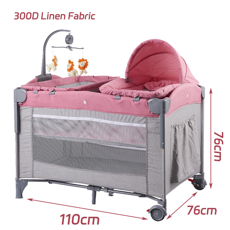 cunas de bebes Metal Playpen CribsPortable Baby play pen Bed portable babi fold crib For Babies Can Sleep And Play Has Canopy