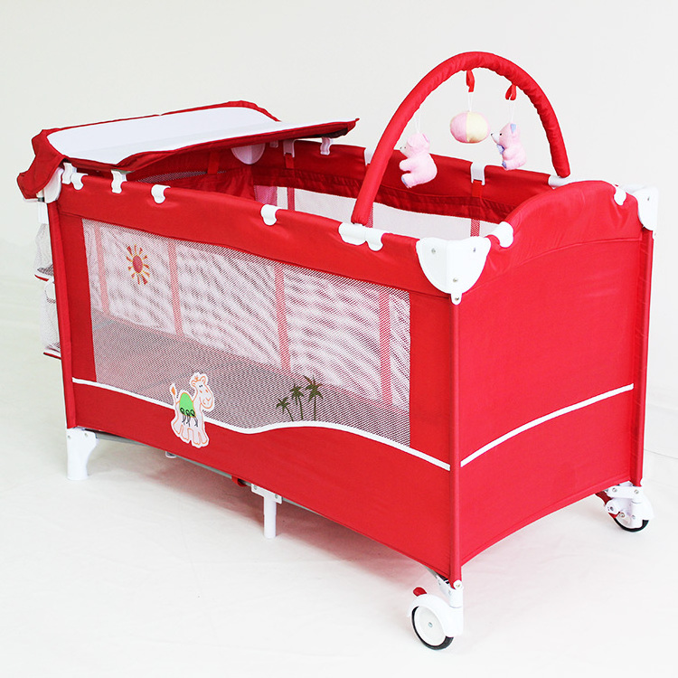 High Quality Playpen Multifunction Baby Crib Room Luxury Modern Rectangle Steel Tube Travel Cribs Baby Furniture