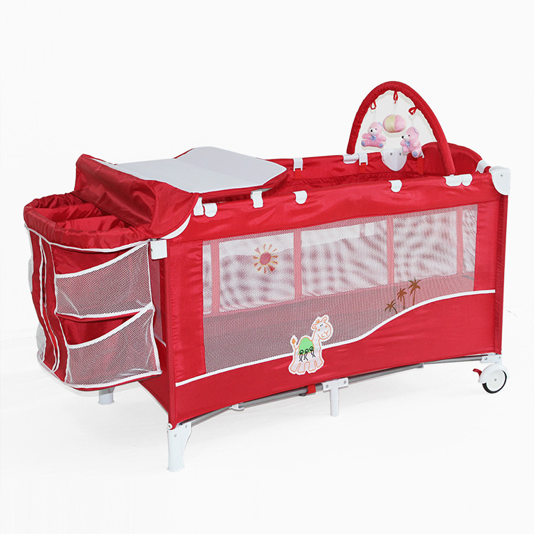 High Quality Playpen Multifunction Baby Crib Room Luxury Modern Rectangle Steel Tube Travel Cribs Baby Furniture