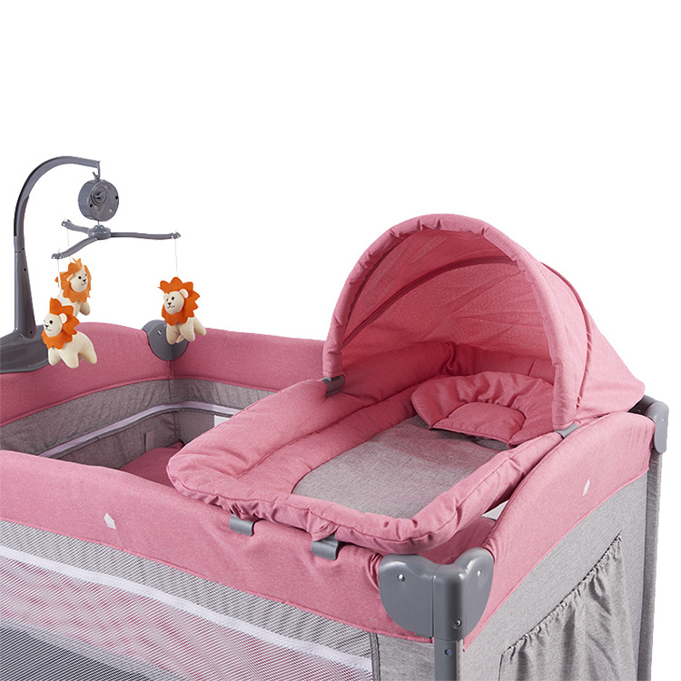 cunas de bebes Metal Playpen CribsPortable Baby play pen Bed portable babi fold crib For Babies Can Sleep And Play Has Canopy