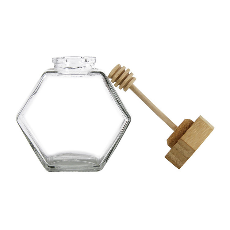 Honey Jar with Dipper and Lid Glass Honey Pot Container Dispenser for Home Kitchen Store Honey and Syrup