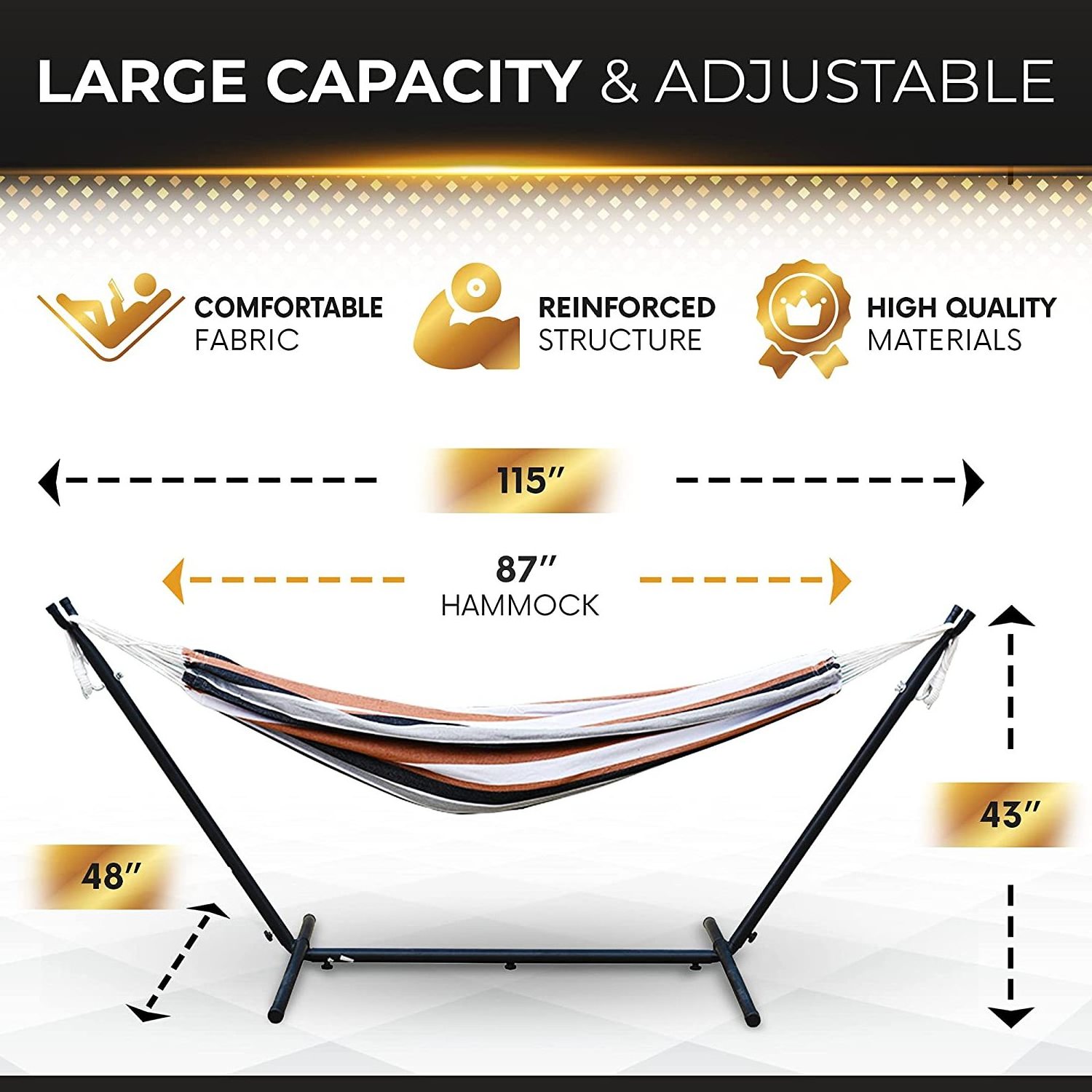 Double Hammock Two Person Hammock Swing Bed Chair with Steel Stand Portable Foldable Free Standing Camping Tent Hammock