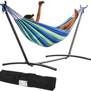 Garden Steel Swing Hammock with Stand Double Frame Hammock Outdoor Free Standing for Indoor or Outdoor Use Stand Hammock