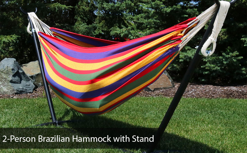 Stand Hammock for Indoor Outdoor Patio Garden Home Self Standing Hammock with Folding Stand