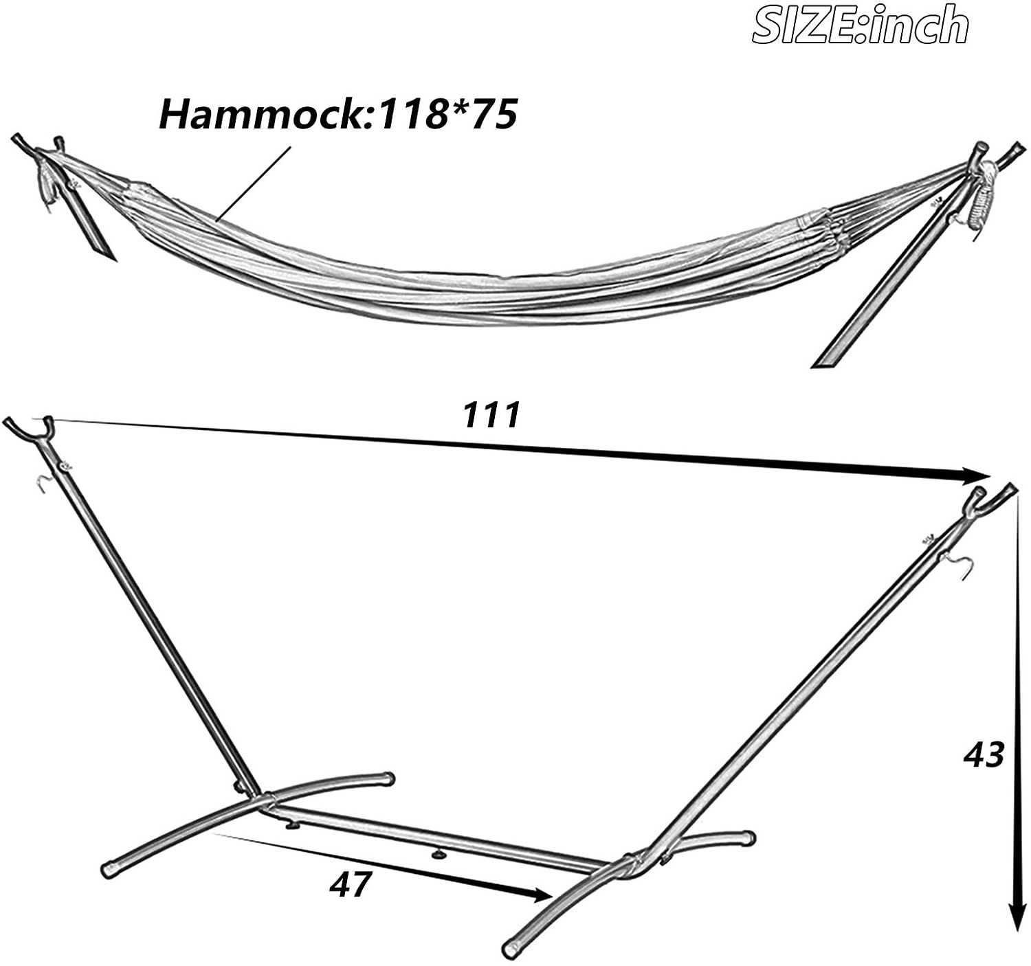 Garden Furniture Frame Hammock Travel, Beach, Backyard, Patio, Hiking Hunting Sleeping Bed Stand Triangle Hammock