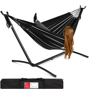 Outdoor Garden Hammock Bed with Heavy Duty Stand Frame Swinging Camping Lounger