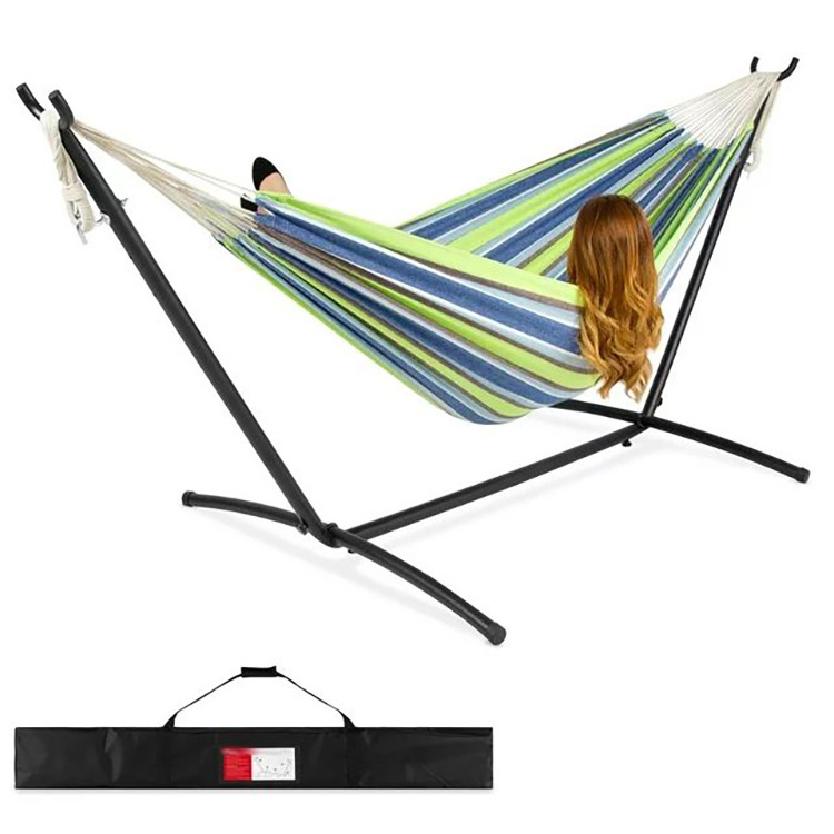 Outdoor Garden Hammock Bed with Heavy Duty Stand Frame Swinging Camping Lounger