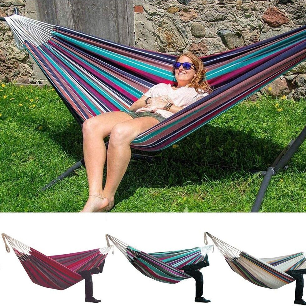 Outdoor Garden Hammock Bed with Heavy Duty Stand Frame Swinging Camping Lounger