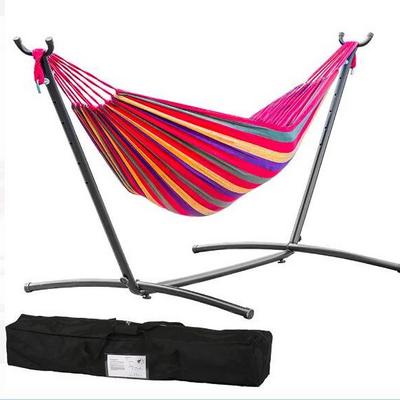 Camping Hammock Outdoor Camping Bed Tent Cotton Canvas Hammock With Stand Chair With Carry Pouch Folding Hammock with Frame