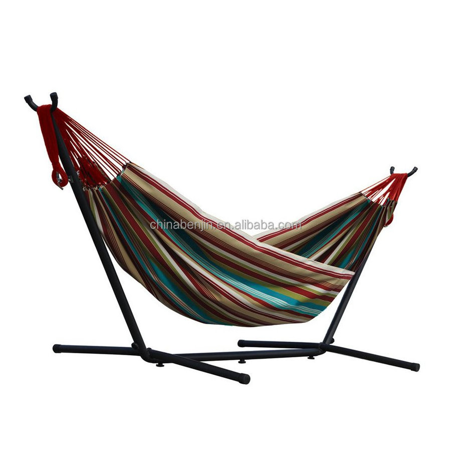 Hammock with Stand Large Camping Hammock with metal Rack Outdoor Swing Bed Folding Space Saving Portable Stand and Carry Bag