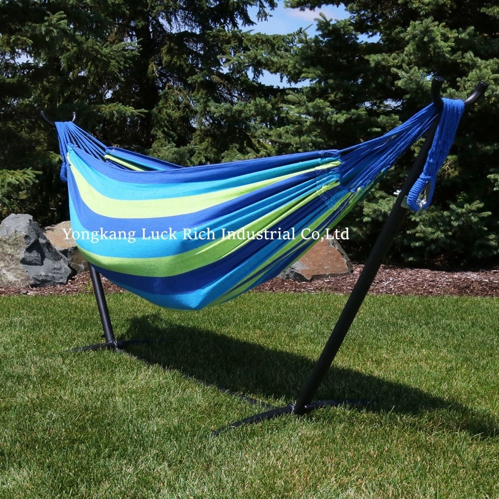 Camping Hammock Outdoor Swing Hammock Bed Hanging Chair with Steel Folding Stand Free Standing Portable Easy to Carry Hammocks