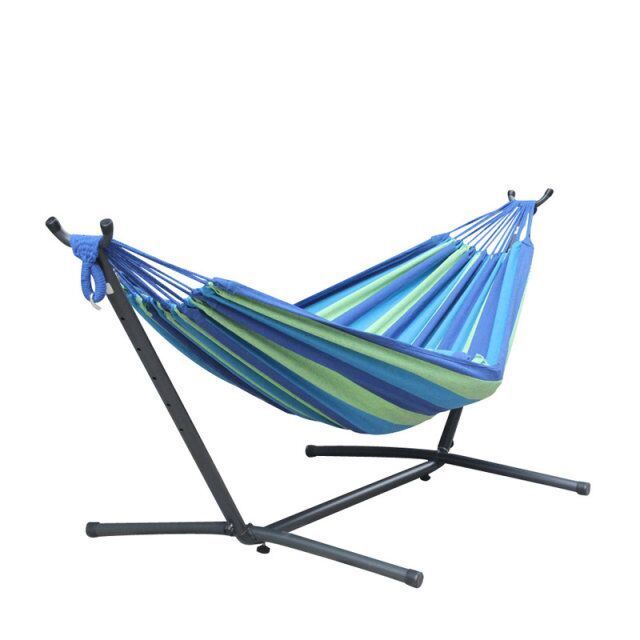 Outdoor Camping Canvas Hammock With Space Saving Steel Stand Hanging Swing Hammock Bed Portable Folding Chair