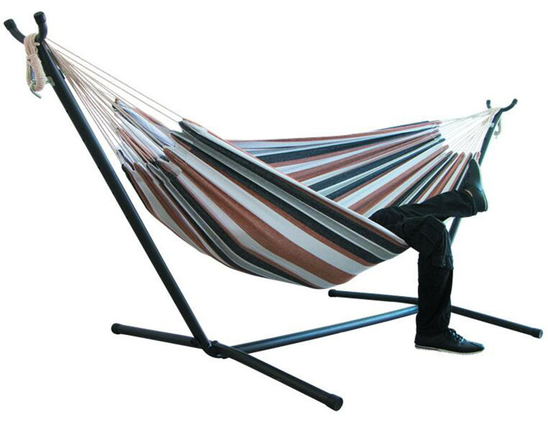 Outdoor Camping Canvas Hammock With Space Saving Steel Stand Hanging Swing Hammock Bed Portable Folding Chair