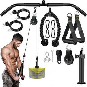 Cable Pulley System Home Gym, Lat Pull Down Attachment Weight Pulley Gym Cable Machine for Chest Arm Back Muscle