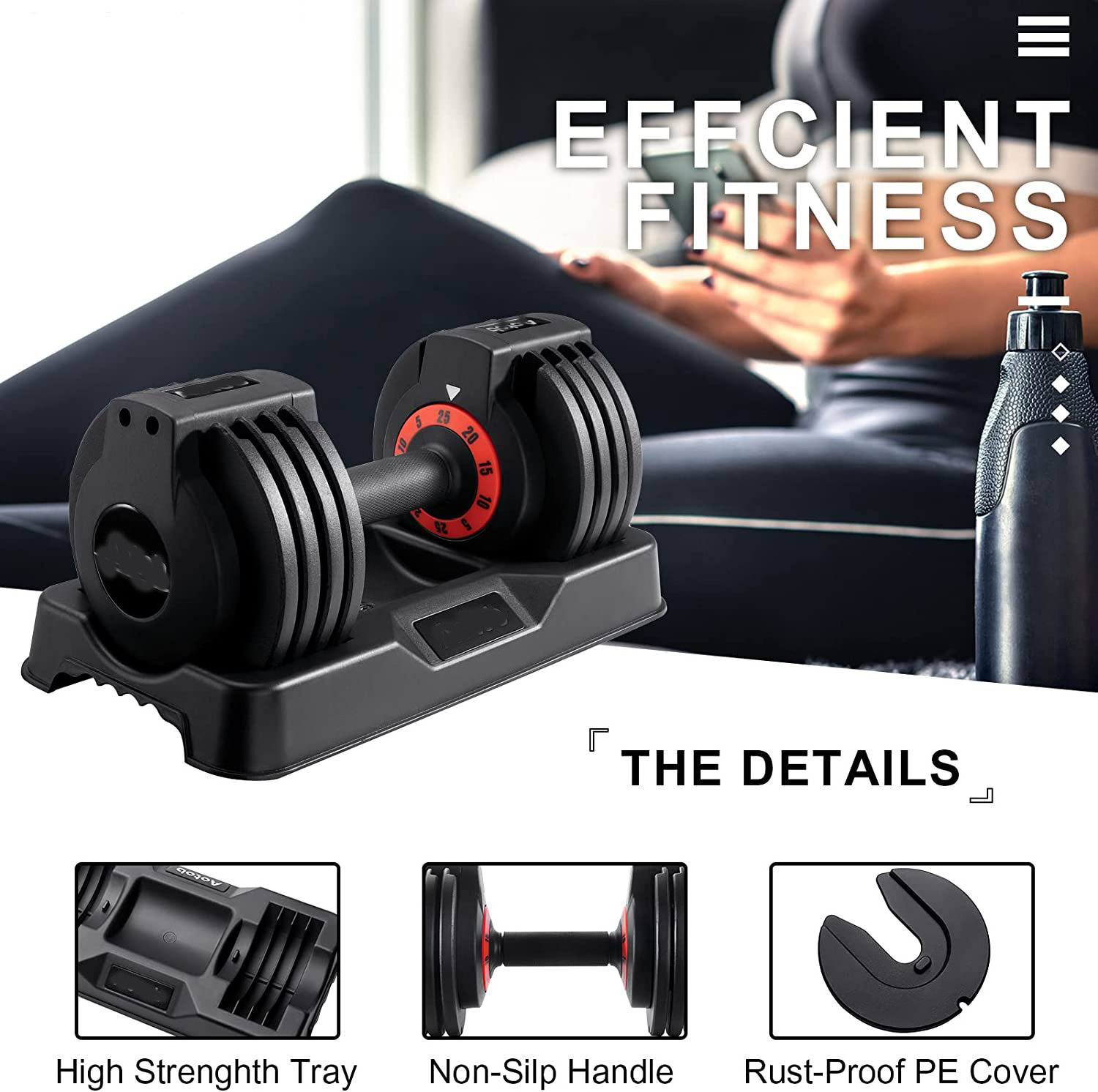 5 Weights in 1 Dumbbell 25lb Weight Adjust Dumbbell Quick And Easy Switch and Change Weight Level Dumbbell Set