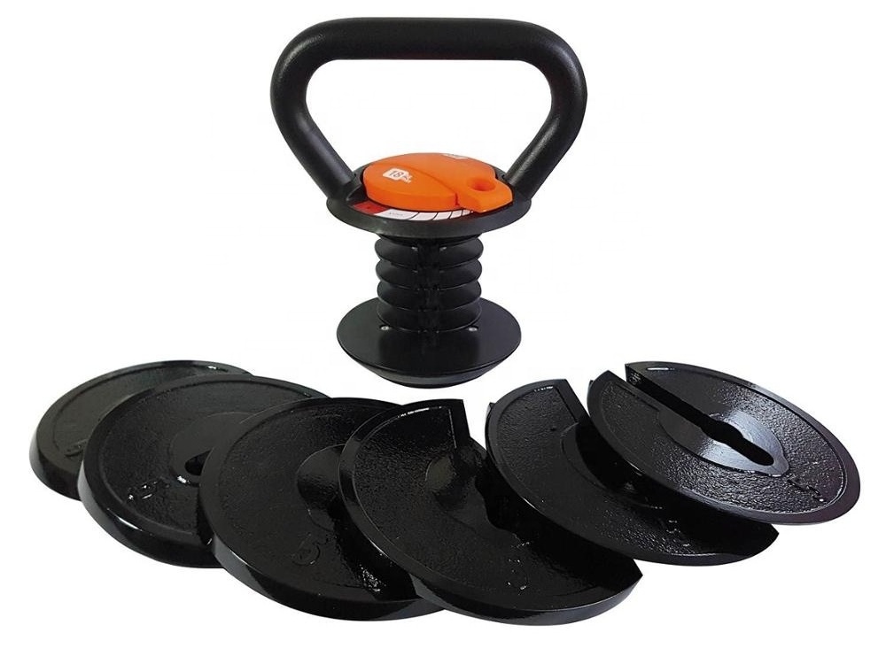 Wholesale Black KG Custom Logo Gym Fitness Kettlebell Set Cast Iron 10lb To 40lb Adjustable Kettlebell With Plates