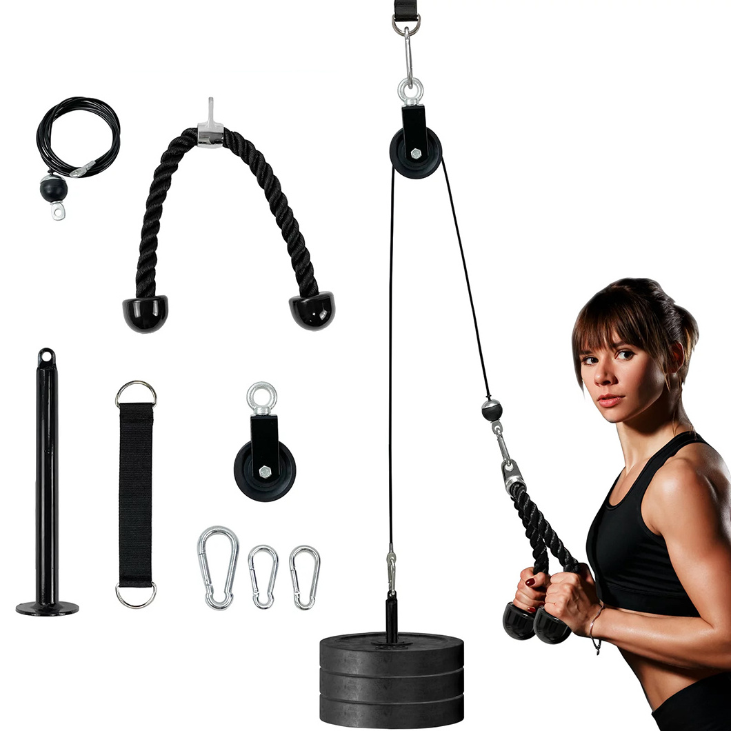 16-Piece 3-in-1 Steel ABS Iron Pulley Cable System for Home Gym Fitness LAT Pulldown Lift Cable Gym System 3-in-1 Accessories