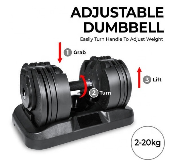 45LB Home Gym Dumbbell Quick & Easy 20KG Adjustable Iron & Steel ABS PE Safety Lock 5KG Weight Durable Versatile Weight Lifting