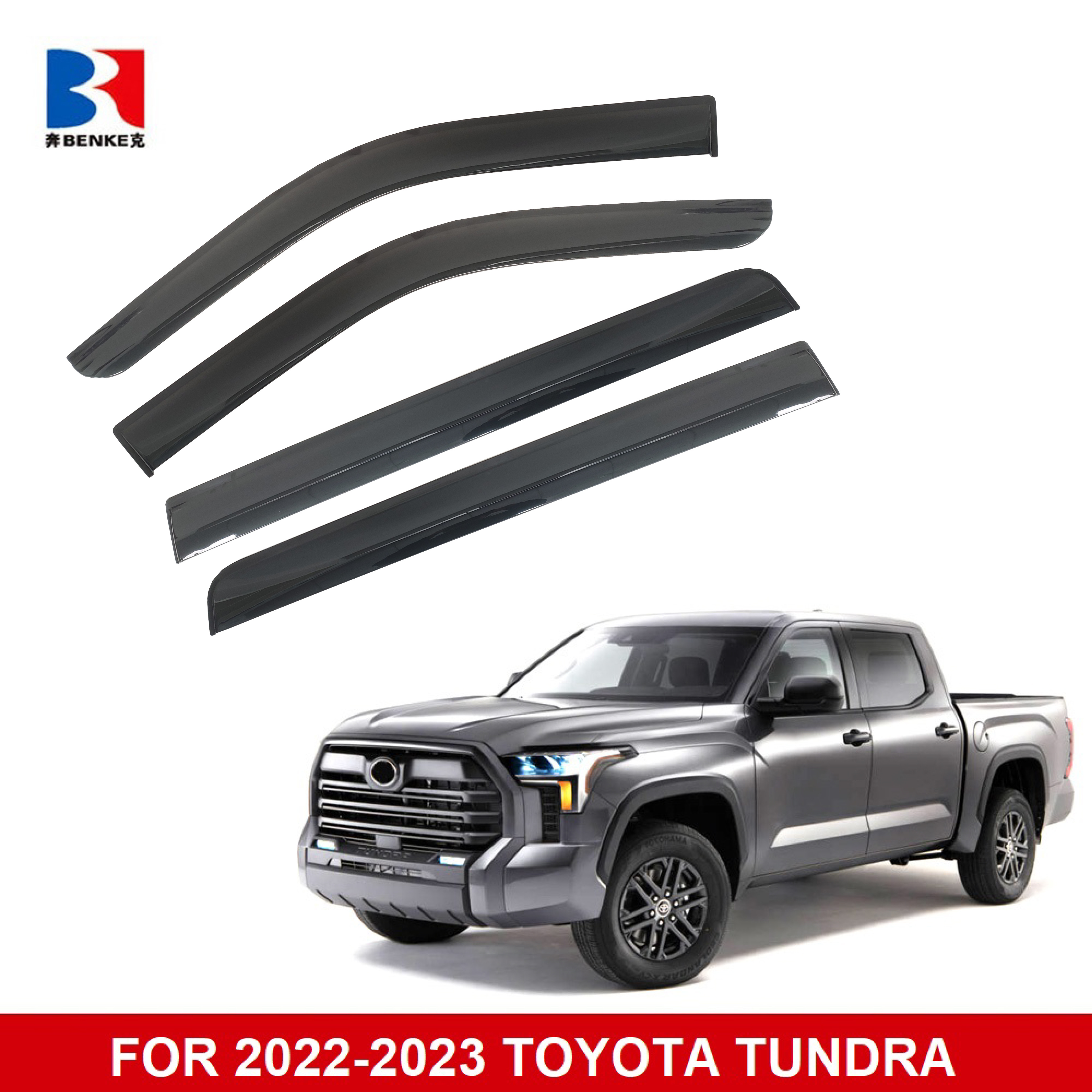 FOR TOYOTA  TUNDRA 2014-2021 / 2022-2023 Window visor deflector rain guard sun shield